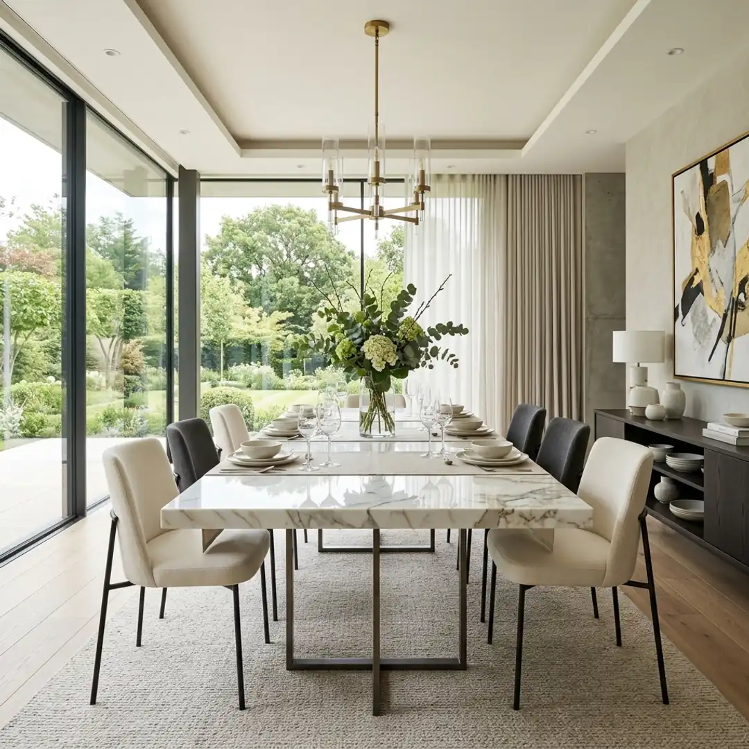 Natural stone dining table design ideas